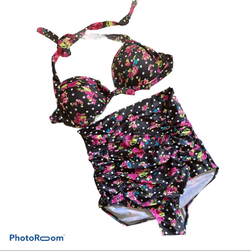NWOT Black floral high waisted bikini 4XL - Picture 2 of 11